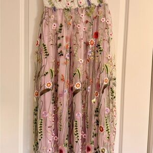 Floral Embroidered Pink Skirt